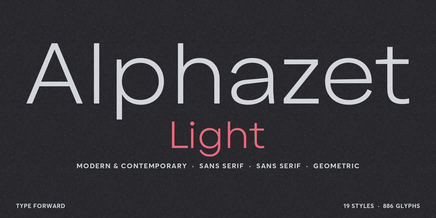 Alphazet Light font specimen