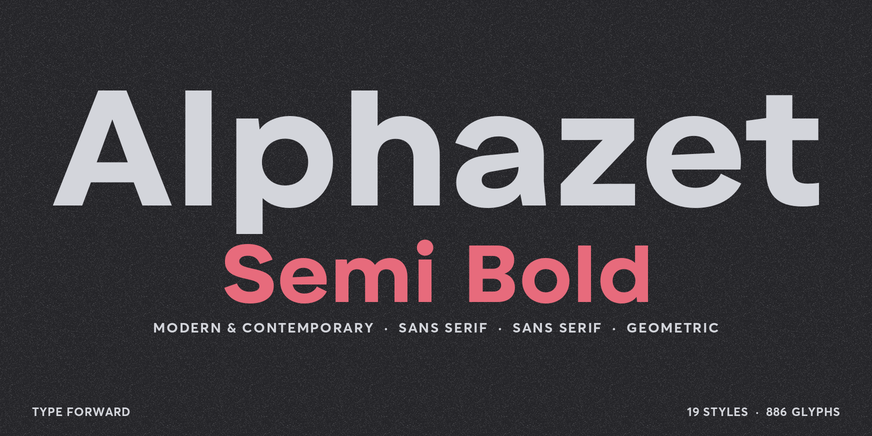 Alphazet Semi Bold font specimen