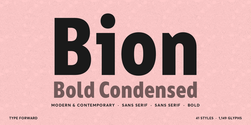 Bion Bold Condensed font specimen