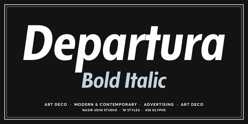 Departura Bold Italic font specimen