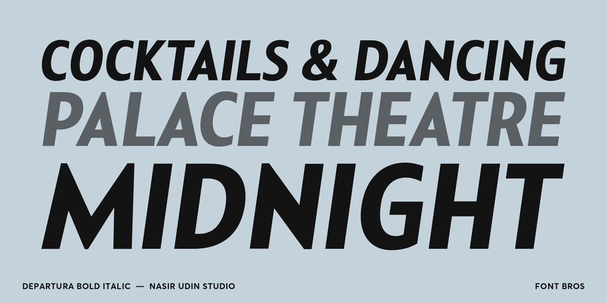 Departura Bold Italic character specimen 2