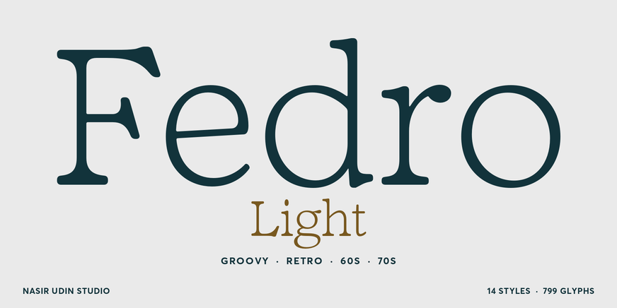 Fedro Light font specimen