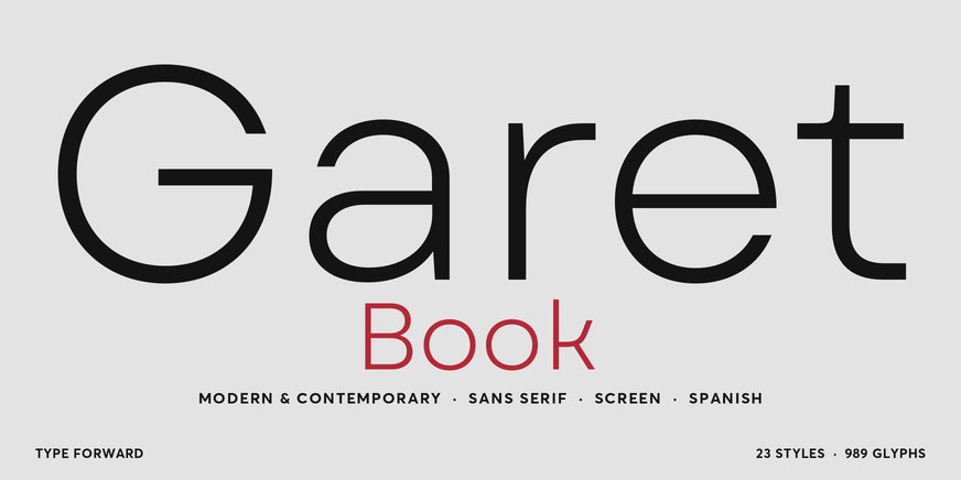 Garet Book font specimen