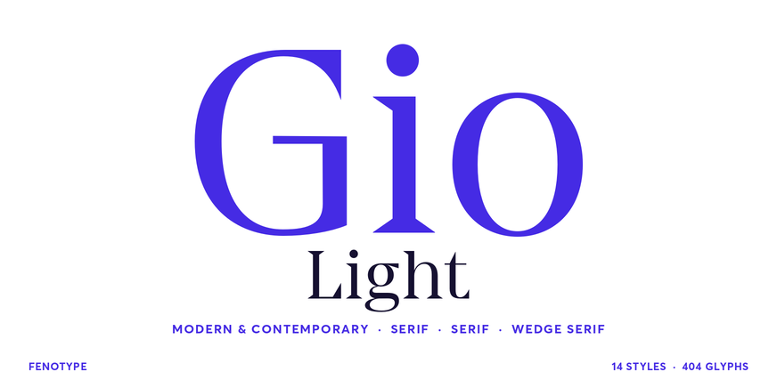Gio Light font specimen