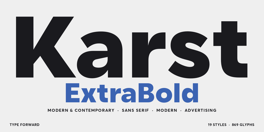 Karst Extra Bold font specimen