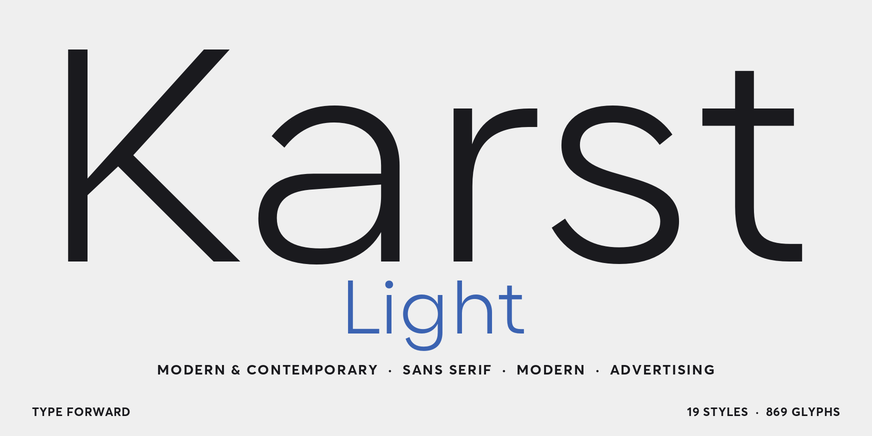 Karst Light font specimen