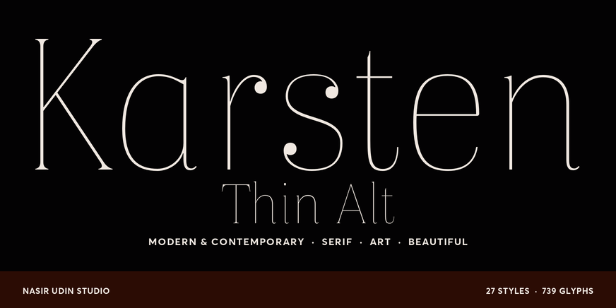 Karsten Thin Alt font specimen