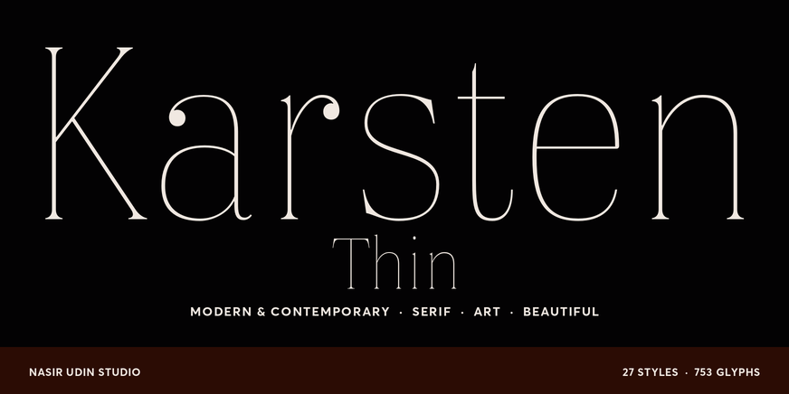 Karsten Thin font specimen