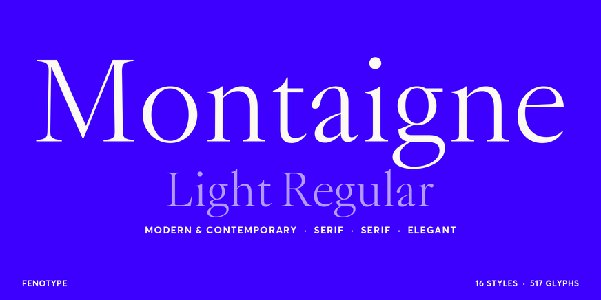 Montaigne Light Regular font specimen