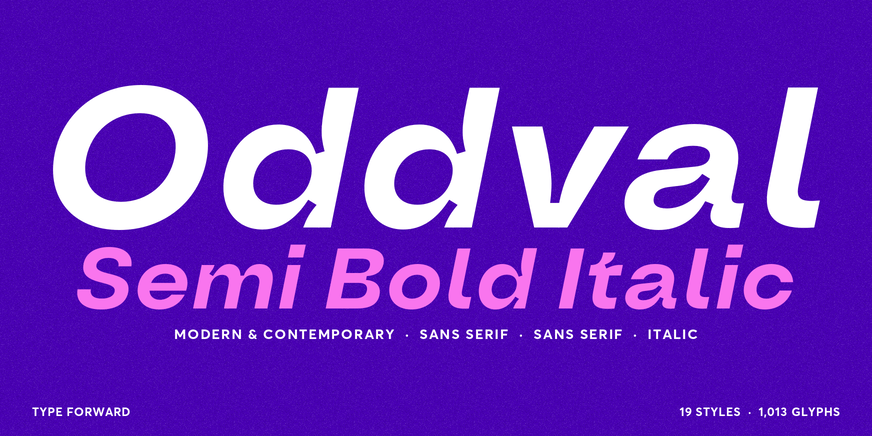 Oddval Semi Bold Italic font specimen