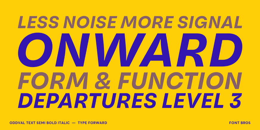 Oddval Text Semi Bold Italic character specimen 2