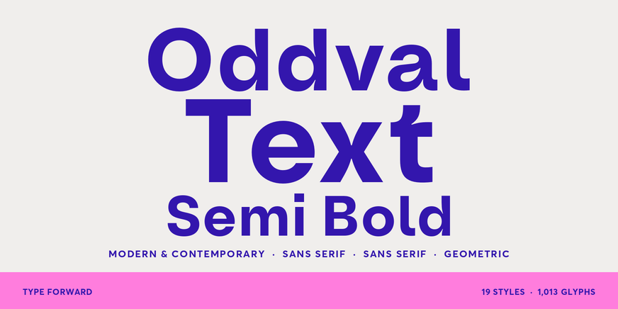 Oddval Text Semi Bold font specimen