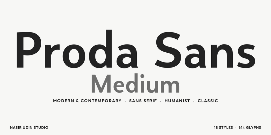 Proda Sans Medium font specimen