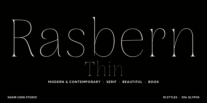Rasbern Thin font specimen