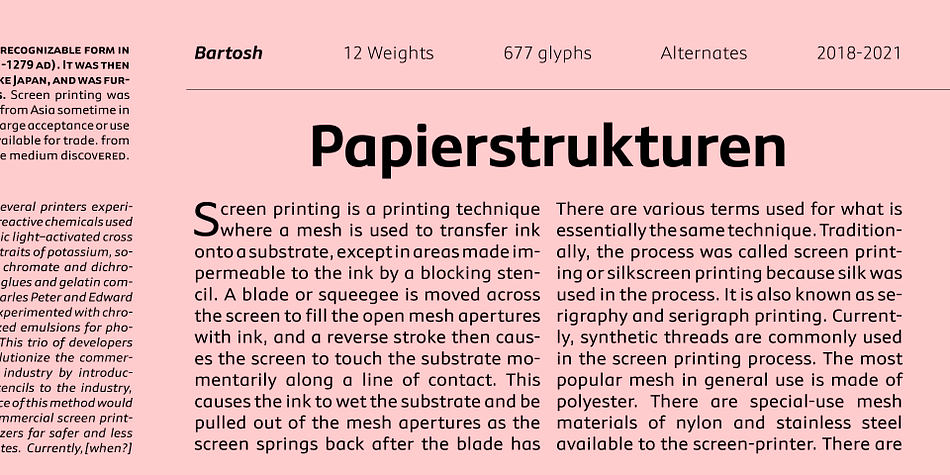Bartosh Italic family specimen 2