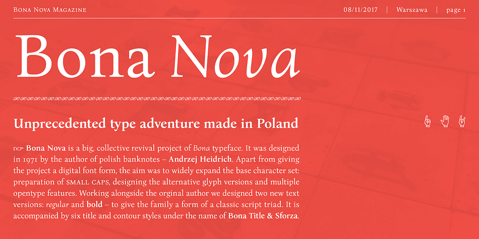 Bona Nova Text Italic family preview