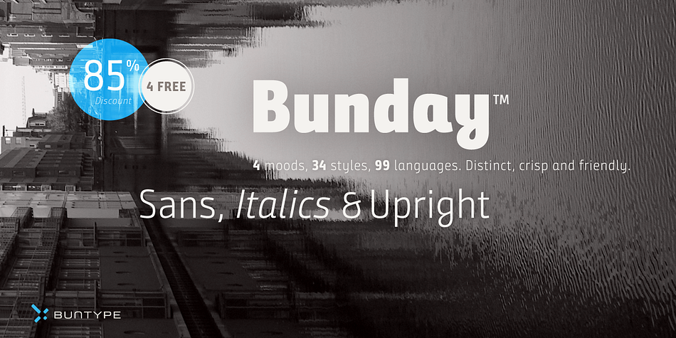 Bunday Sans Thin Italic family preview