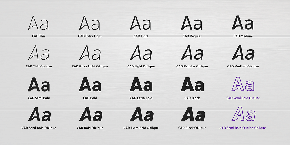 Cad Semi Bold Outline family specimen 2
