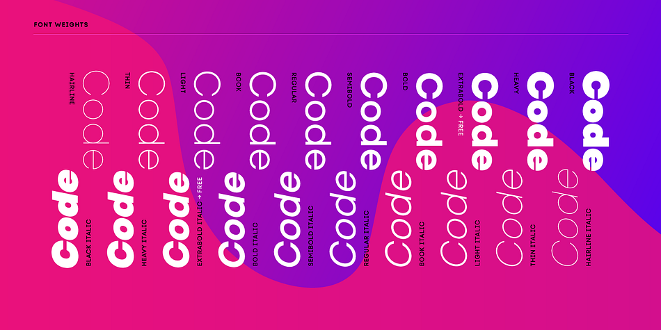 Code Next Extra Bold Italic family specimen 2