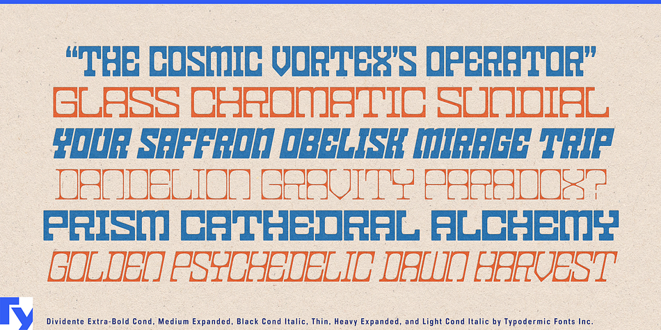 Dividente Condensed Extra Bold family specimen 2
