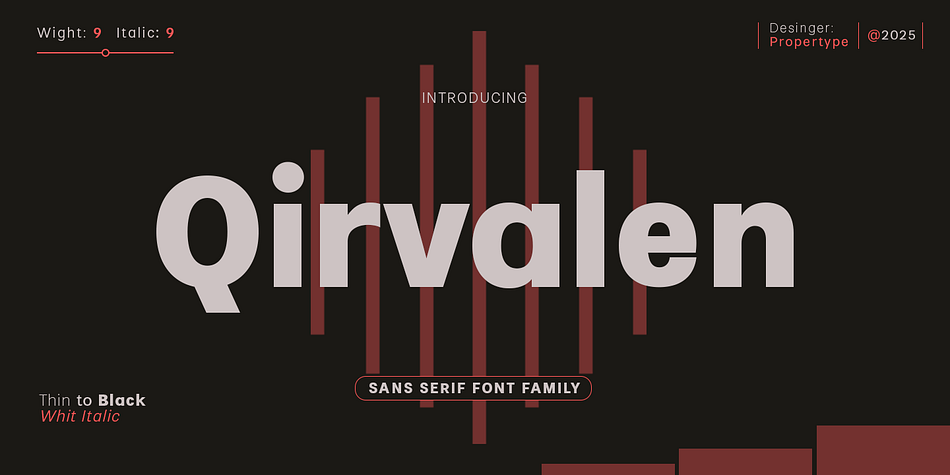 Qirvalen Thin Italic family preview