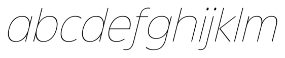 Sinkin Sans 100 Thin Italic abcdefghijklm